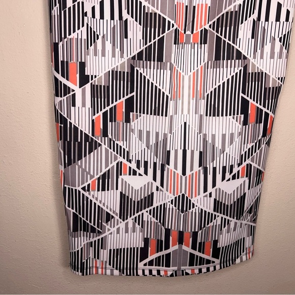 New Medium Mossimo Pencil Skirt Black White Orange Geometric NWT Lined Zip - Picture 3 of 14